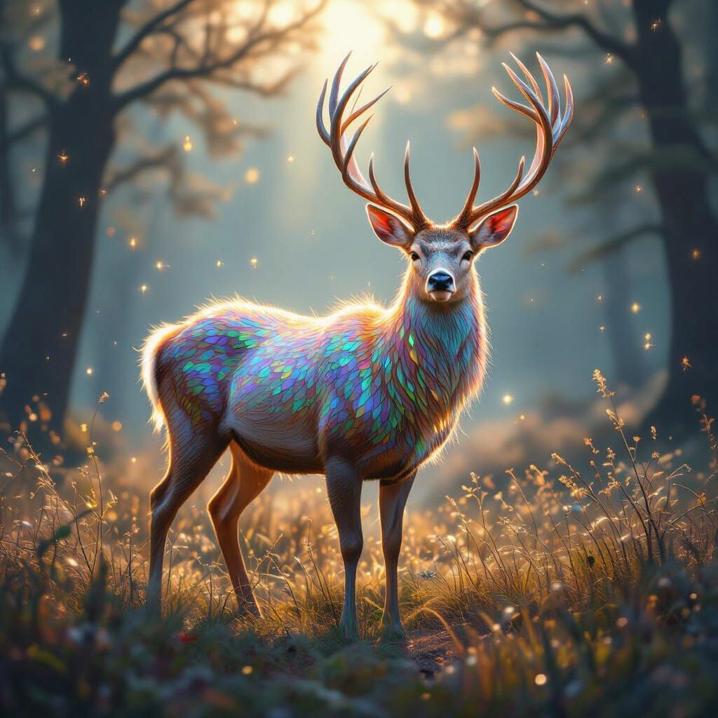 Iridescent Deer in Ethereal Glow