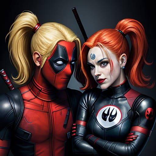 Deadpool and Harley Quinn Comic Book Art