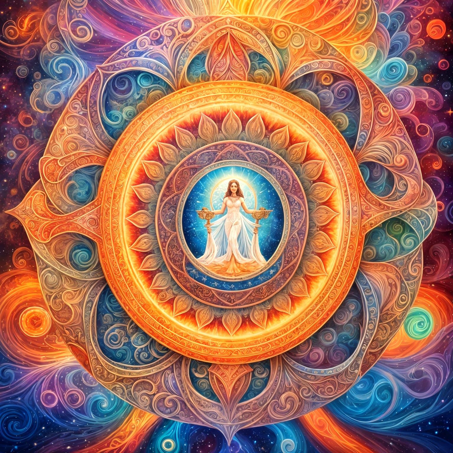 Surreal Cosmic Goddess Embodies Divine Light with Cosmic Man...