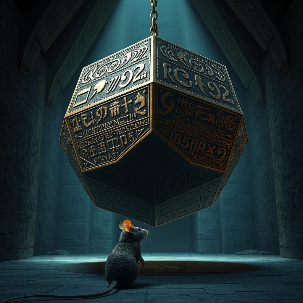 Hyperrealistic Mouse in Ancient Chamber