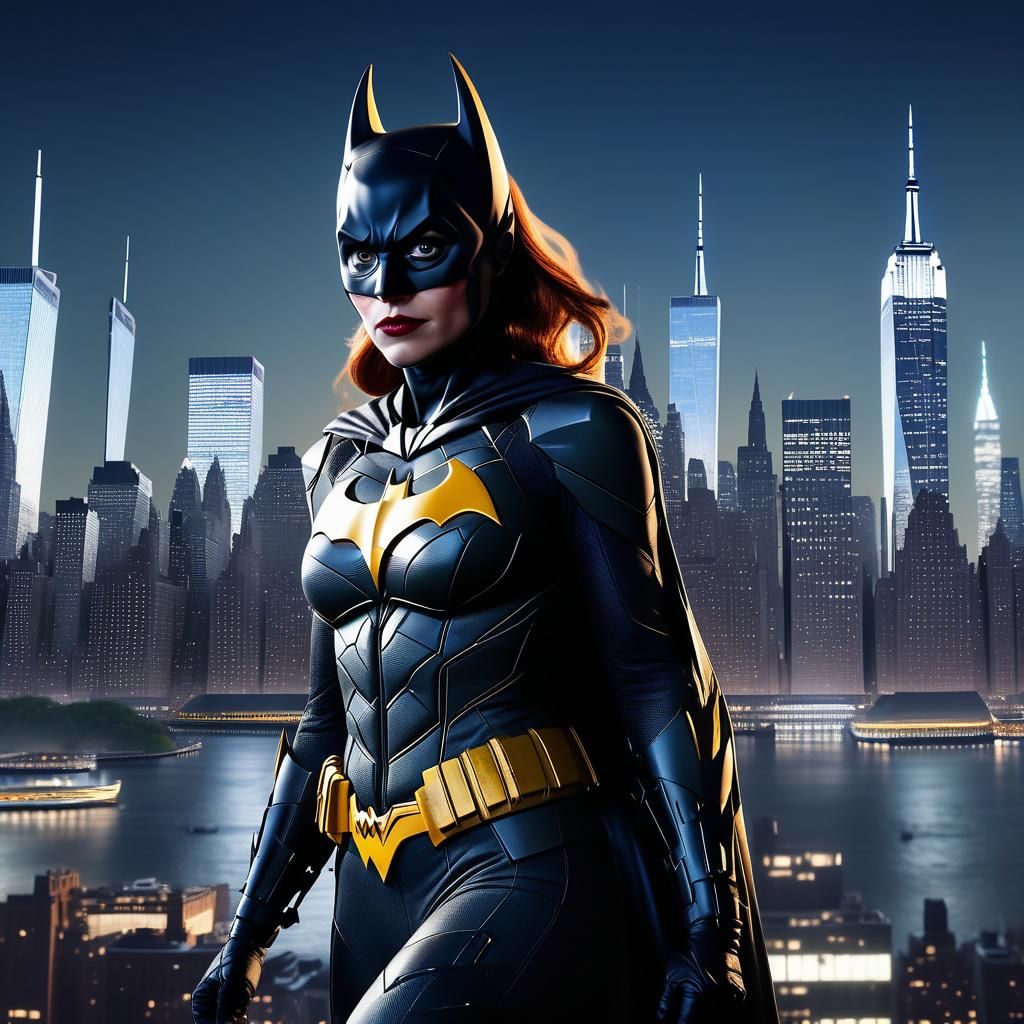 Cinematic Batgirl Overlooking New York City