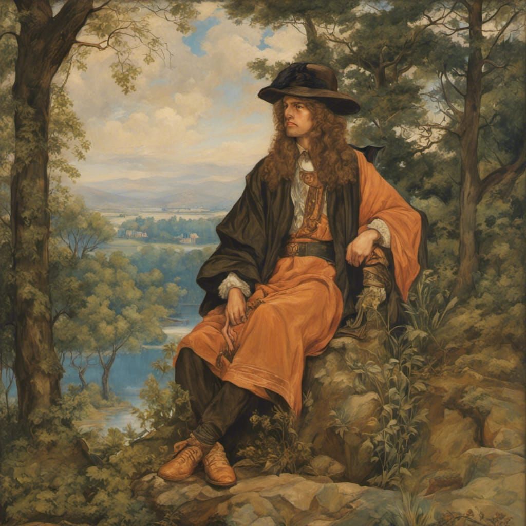 Surreal Oil Portrait in Style of Beardsley, Rackham