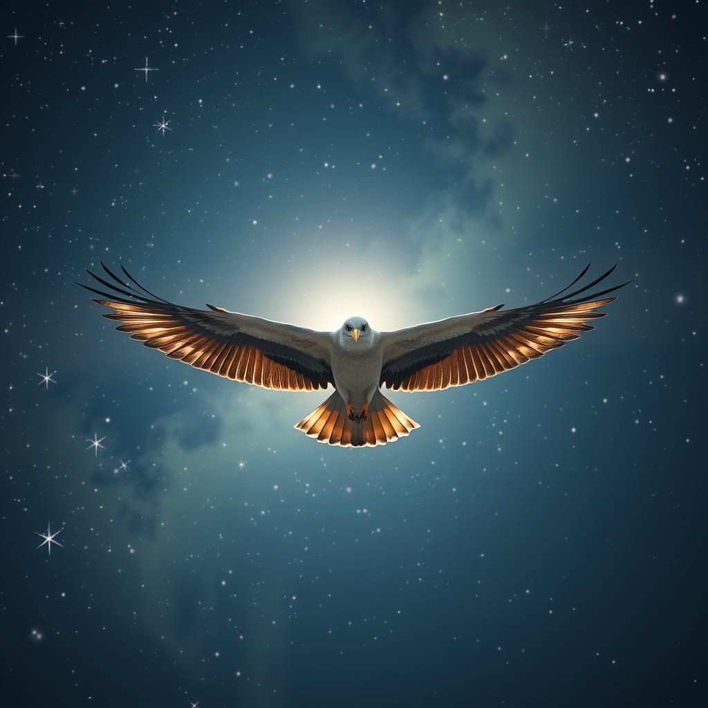 Ethereal Bird of Strength Soars Through Celestial Skies