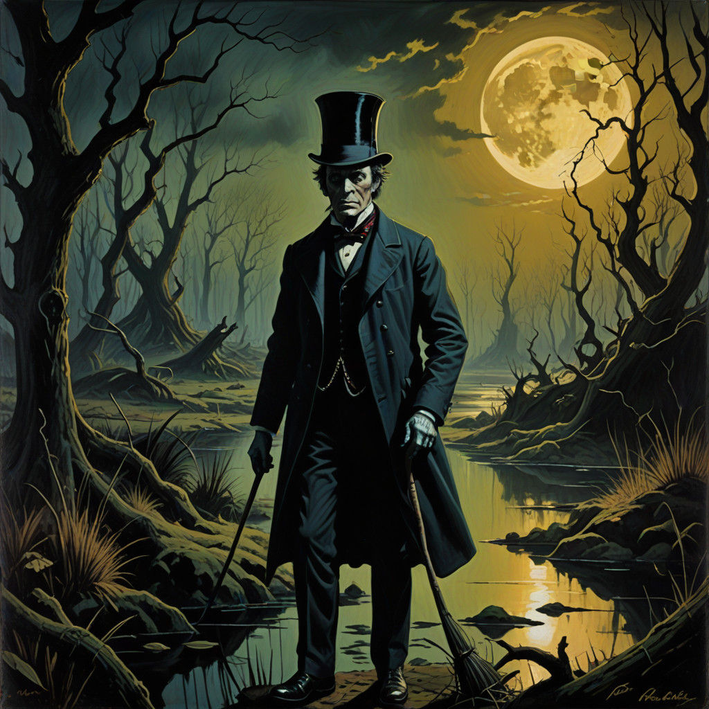 Eccentric Voodoo Baron in a 1950s Pulp Magazine Style