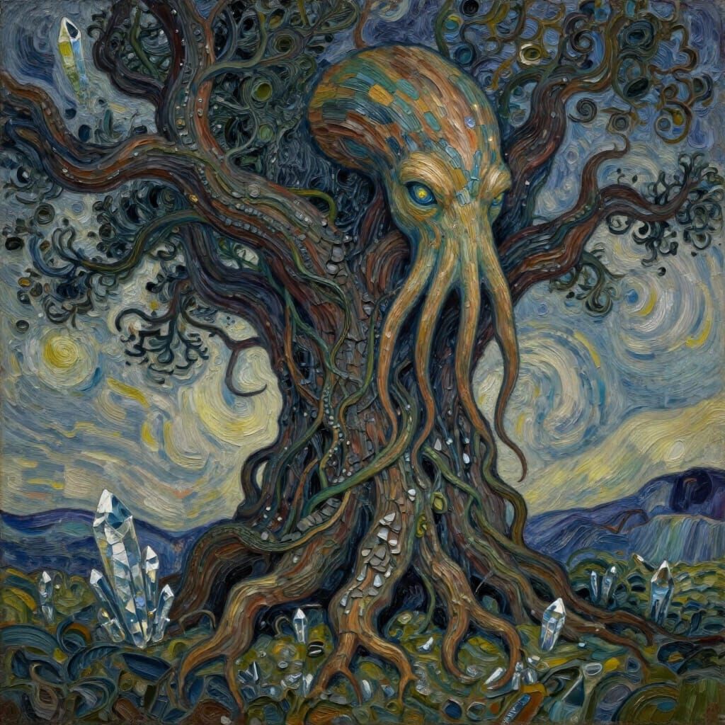 Ancient Tree Spirit Guardian on Windswept Plateau