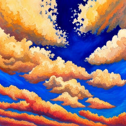 Altocumulus Clouds: Art Deco Post-Impressionism