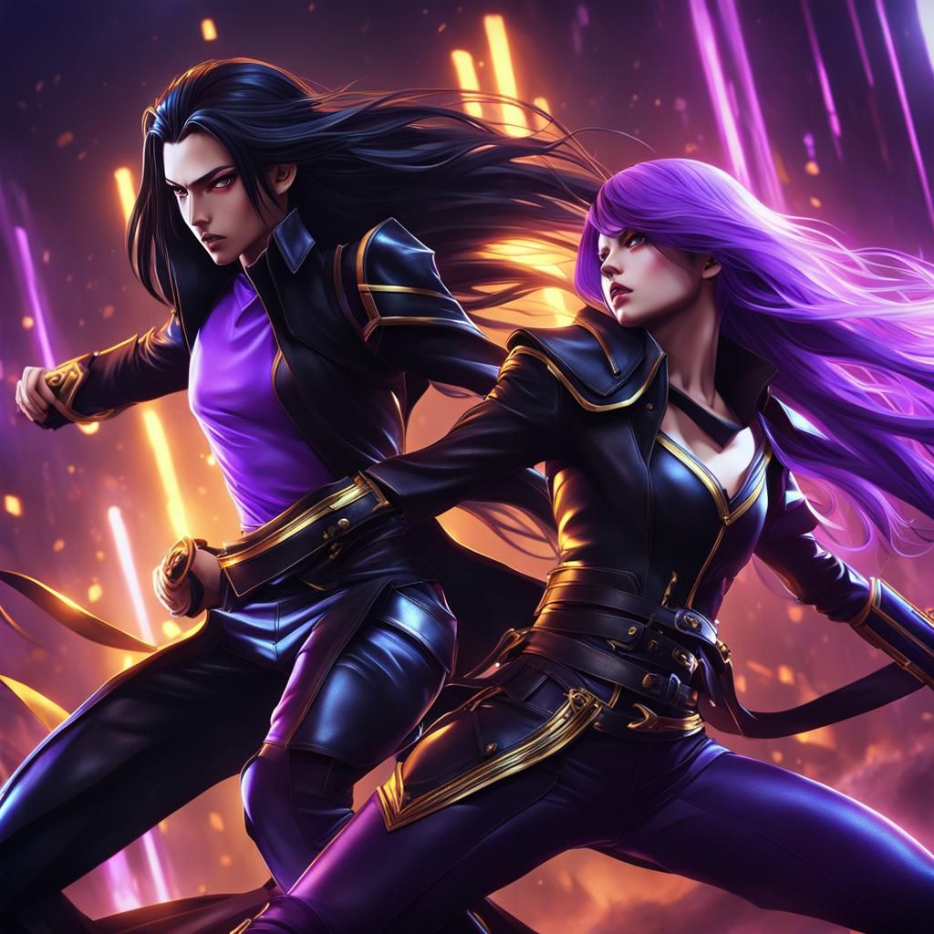 Anime Villain vs Heroine in Cyberpunk Fight