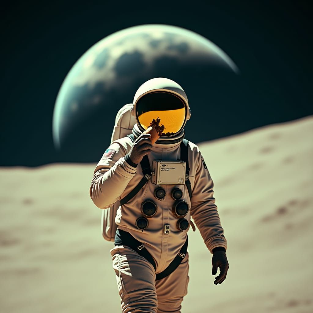 Astronaut's Lunar Shawarma in Cinematic Style