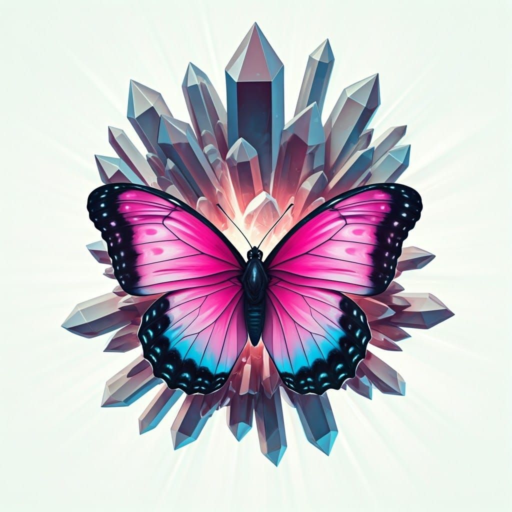 Majestic Iridescent Butterfly in Luminous Neon Hues