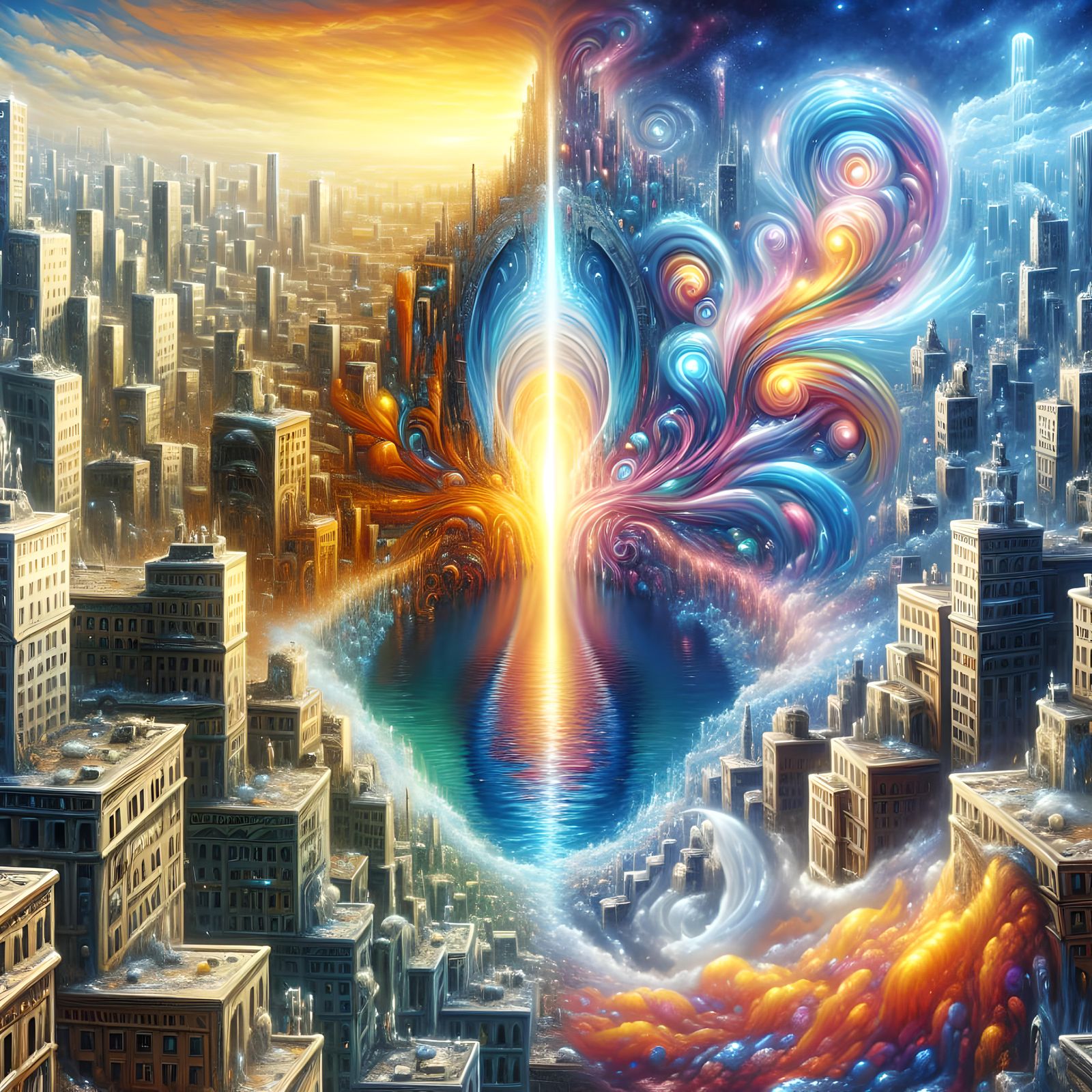 Cityscape Portal: Merging Reality and Dream in Vivid Detail