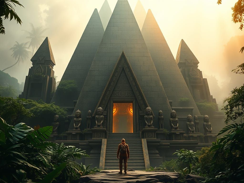 Lost Temple of the Ancient Triangle Civilization in Futurist...