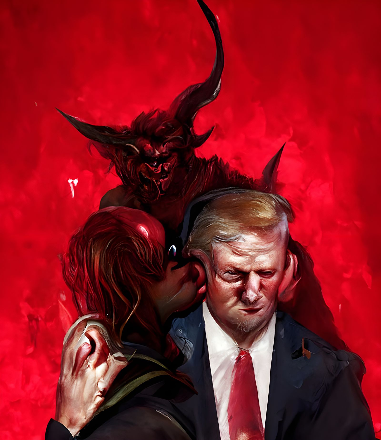 The Devil's Whisper: Trump Portrait in Fantasy Style