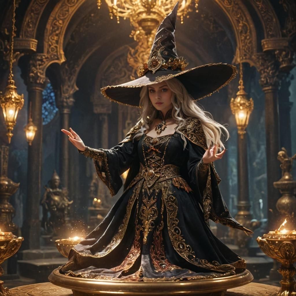 Surreal Cinematic Witch in Ornate Robe