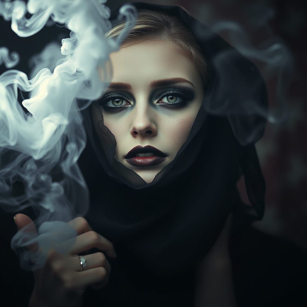 Ethereal Woman in Dark Romantic Style