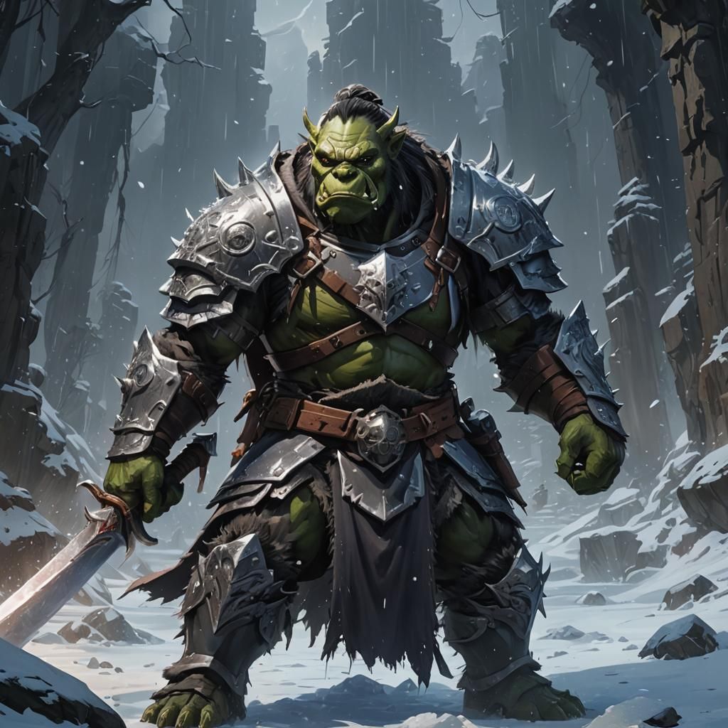 Dark Orc Paladin with Ice Swords, Ghibli Anime
