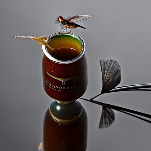 Fly in Soup: Hyperrealistic Detailed Photograph