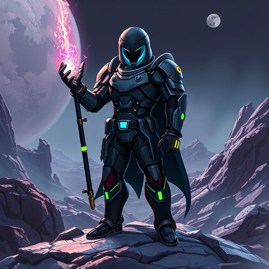 Futuristic Dark Kirby on Mercury with Energy Glaive