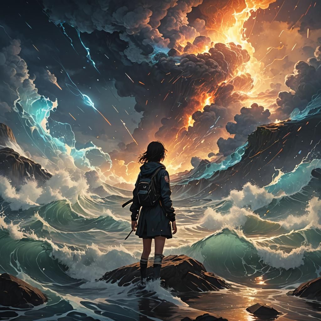 Dramatic Hyperrealistic Portrait with Colorful Background