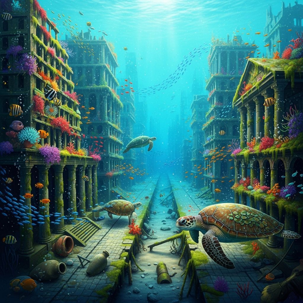 Sunken City Reclaimed by Ocean Life