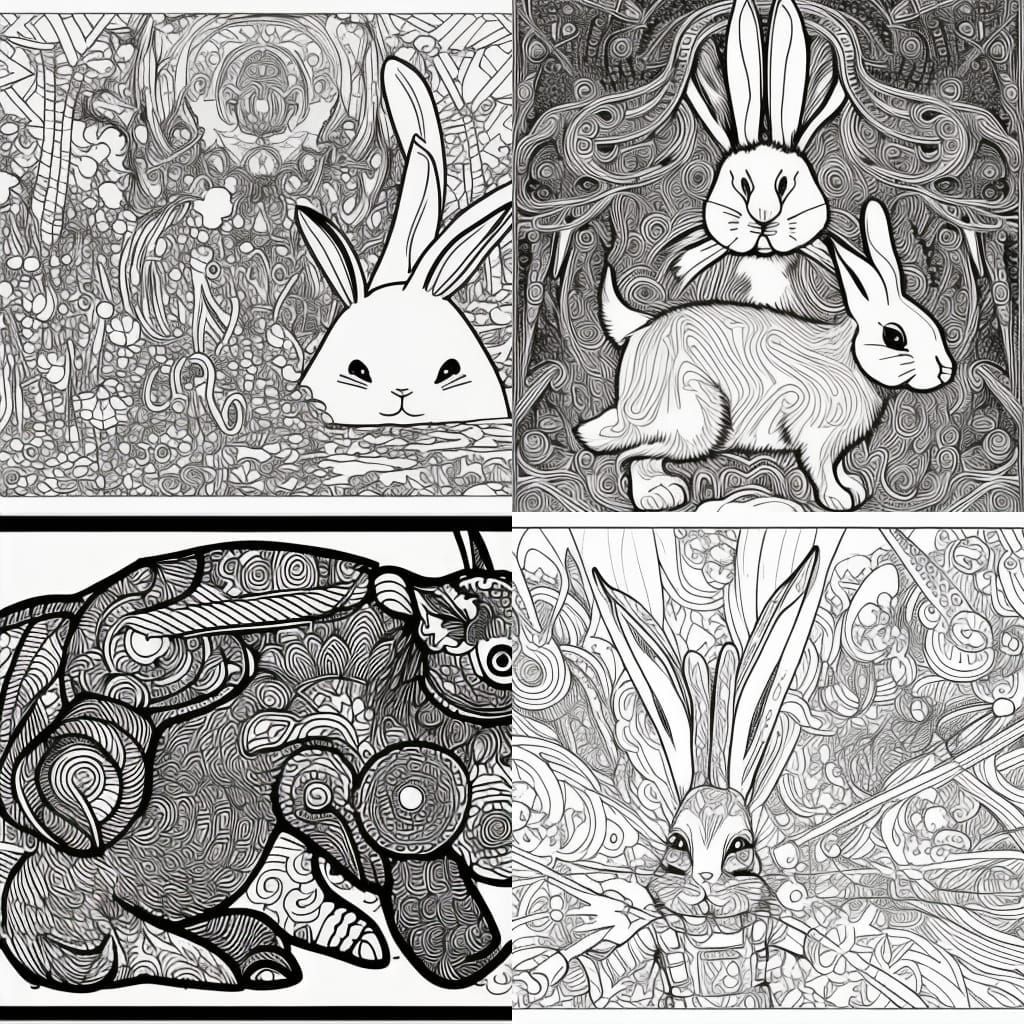 Anime Rabbit Coloring Page in Cartoon Style