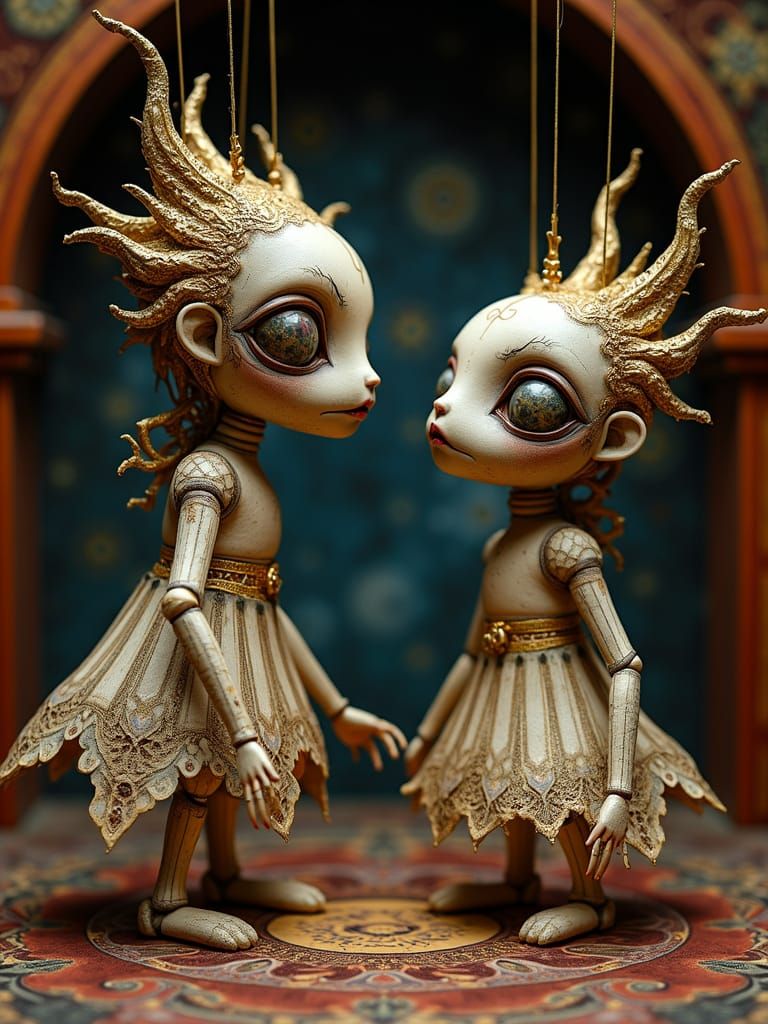 Marionettes - Purpleheartwood Anigre, Embodied Ivory-White Bloodwood