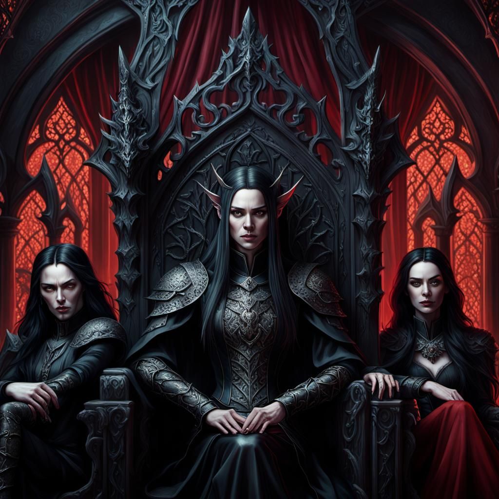 Armored Figure on Throne: Dark Fantasy Art