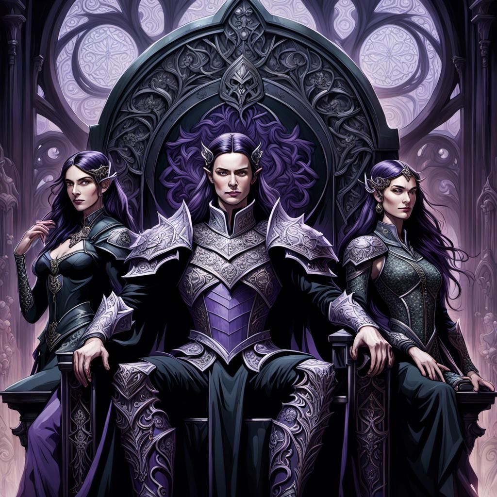 Armored Figure on Throne in Dark Fantasy Art