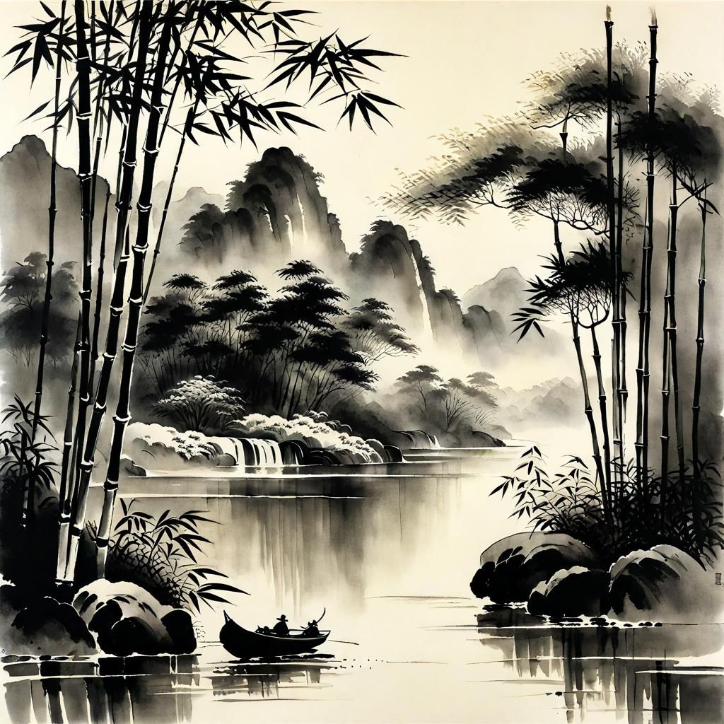 Bamboo forest - Literati painting style, China