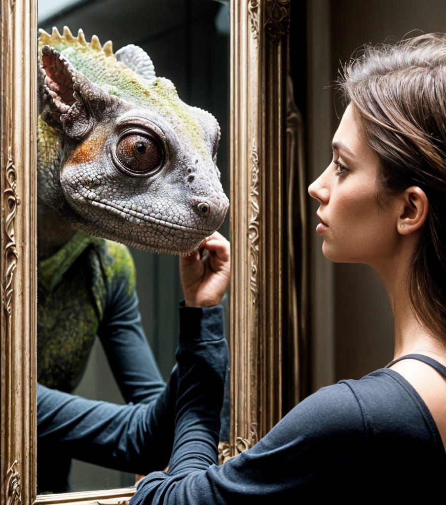 Introspective Book Cover: Woman and Mirror