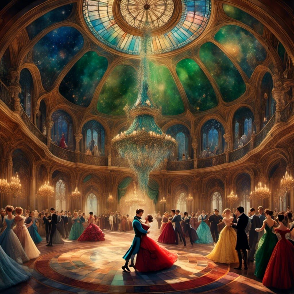 Cinderella and Prince Charming's Ornate Ball Dance