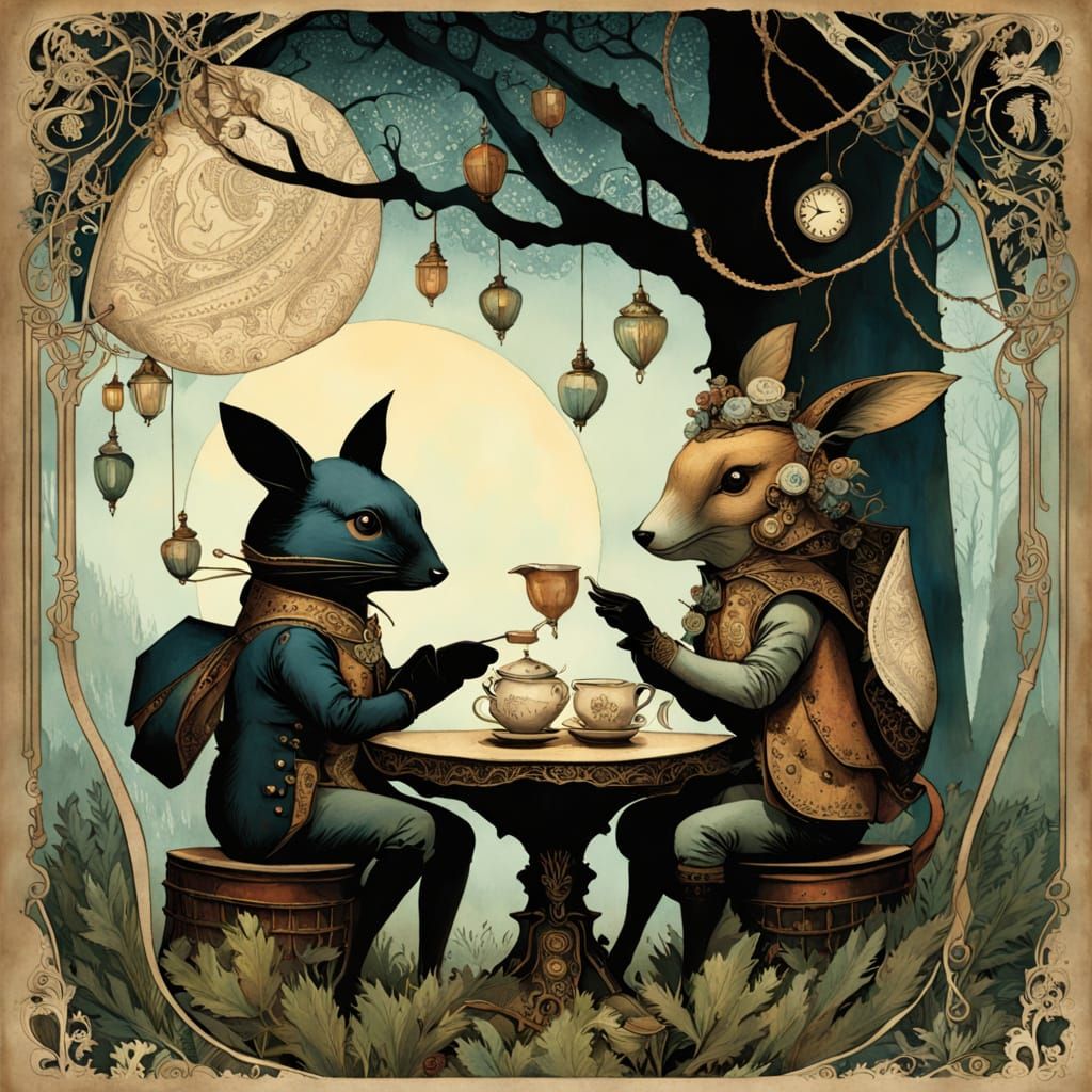 Steampunk Whimsy in a Vintage Moonlit Forest