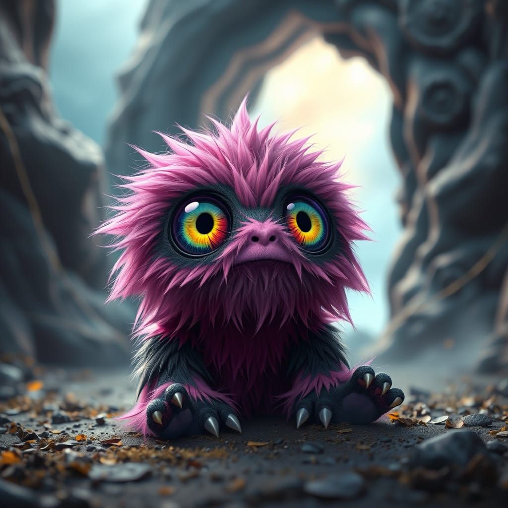 Cute Baby Monster Contemplates the Cosmos