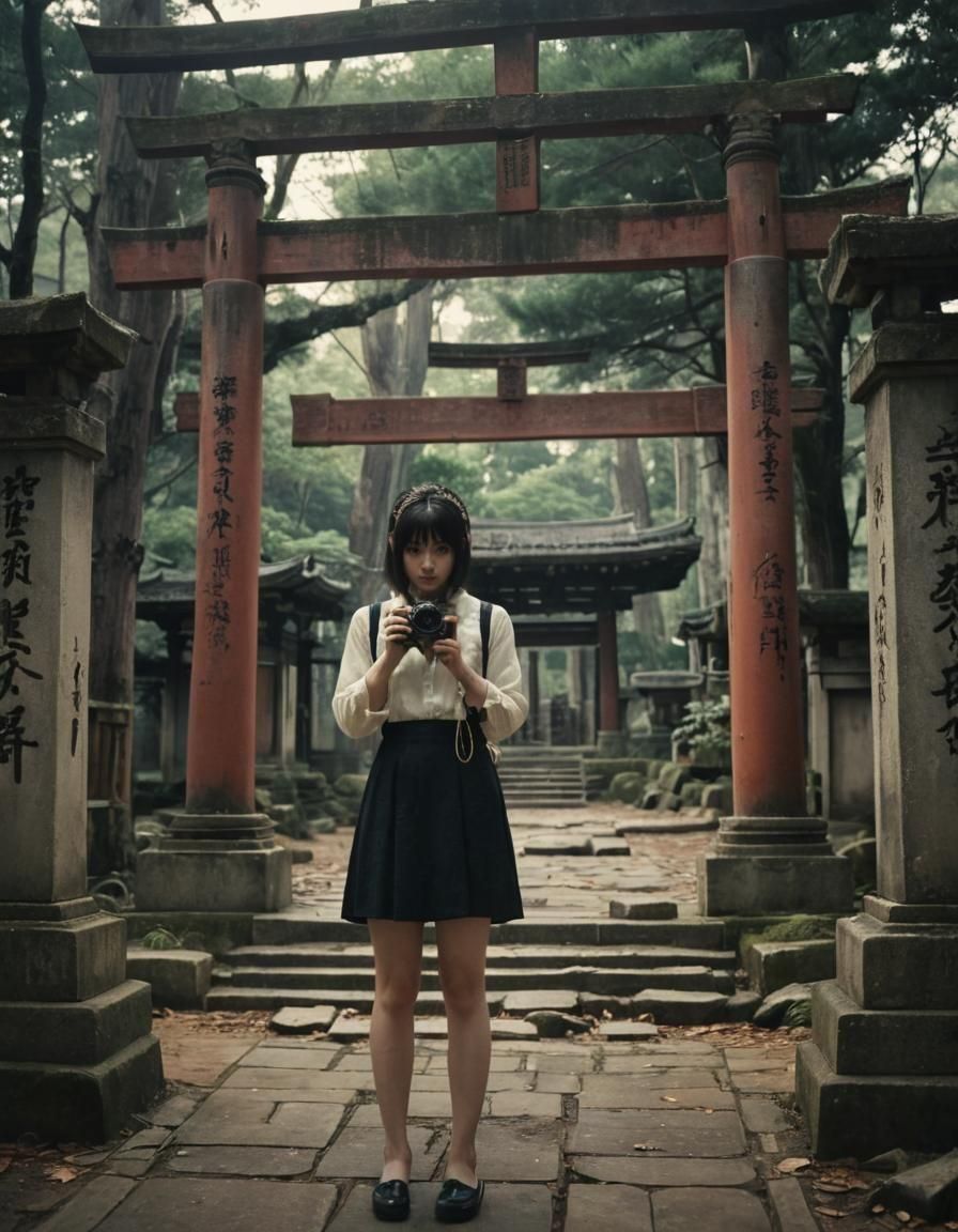 Ethereal Shrine: A Fatal Frame Protagonist in Digital Painti...