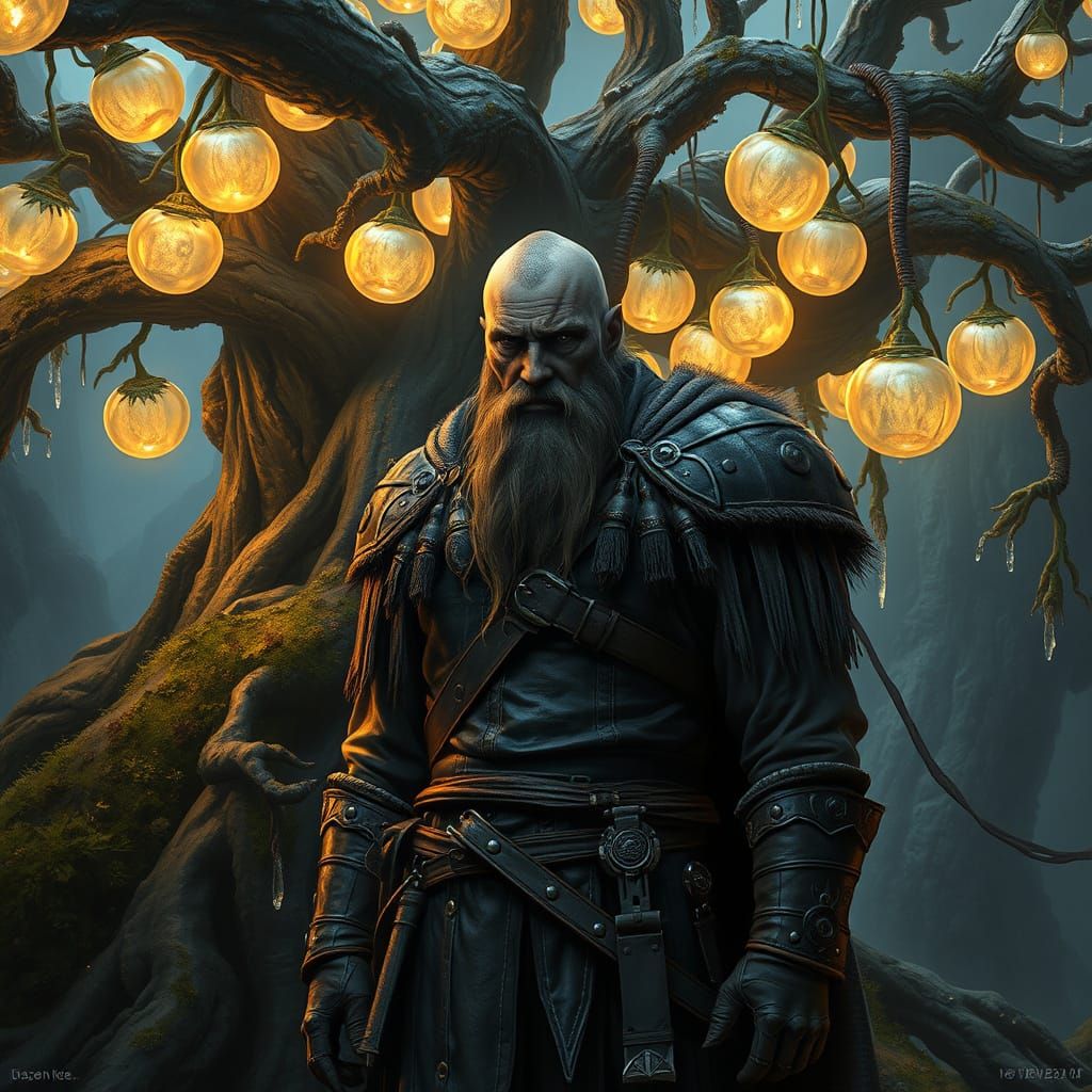 An ancient, gnarled tree forms the structure of a unique far...