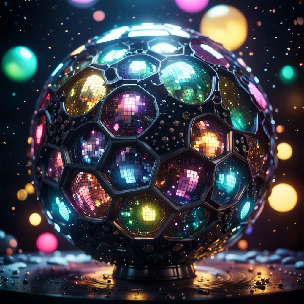 Mythical Disco Mirrorball in Dark Environment, 3D Render