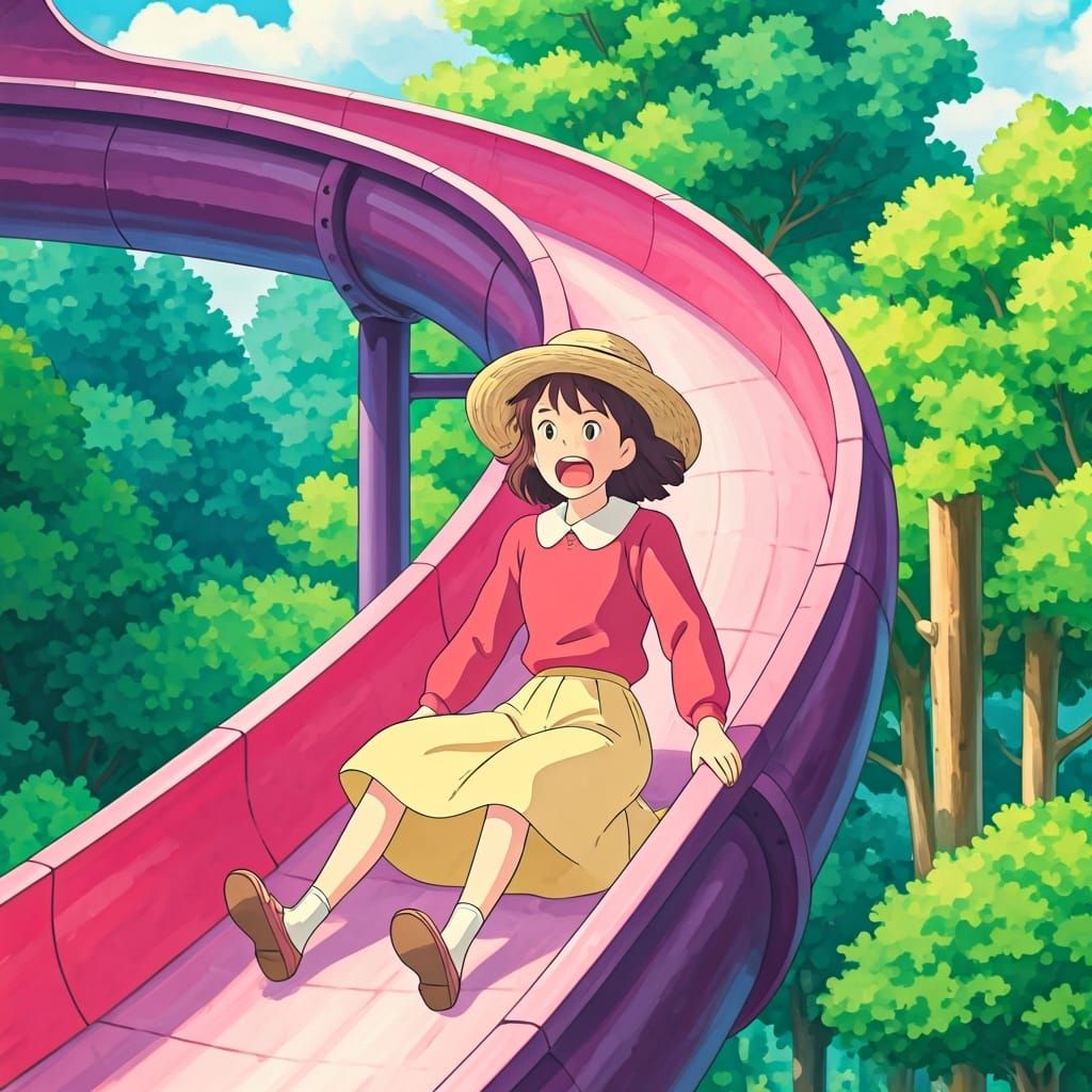 Shizuku Tsukishima Slides in Studio Ghibli Style