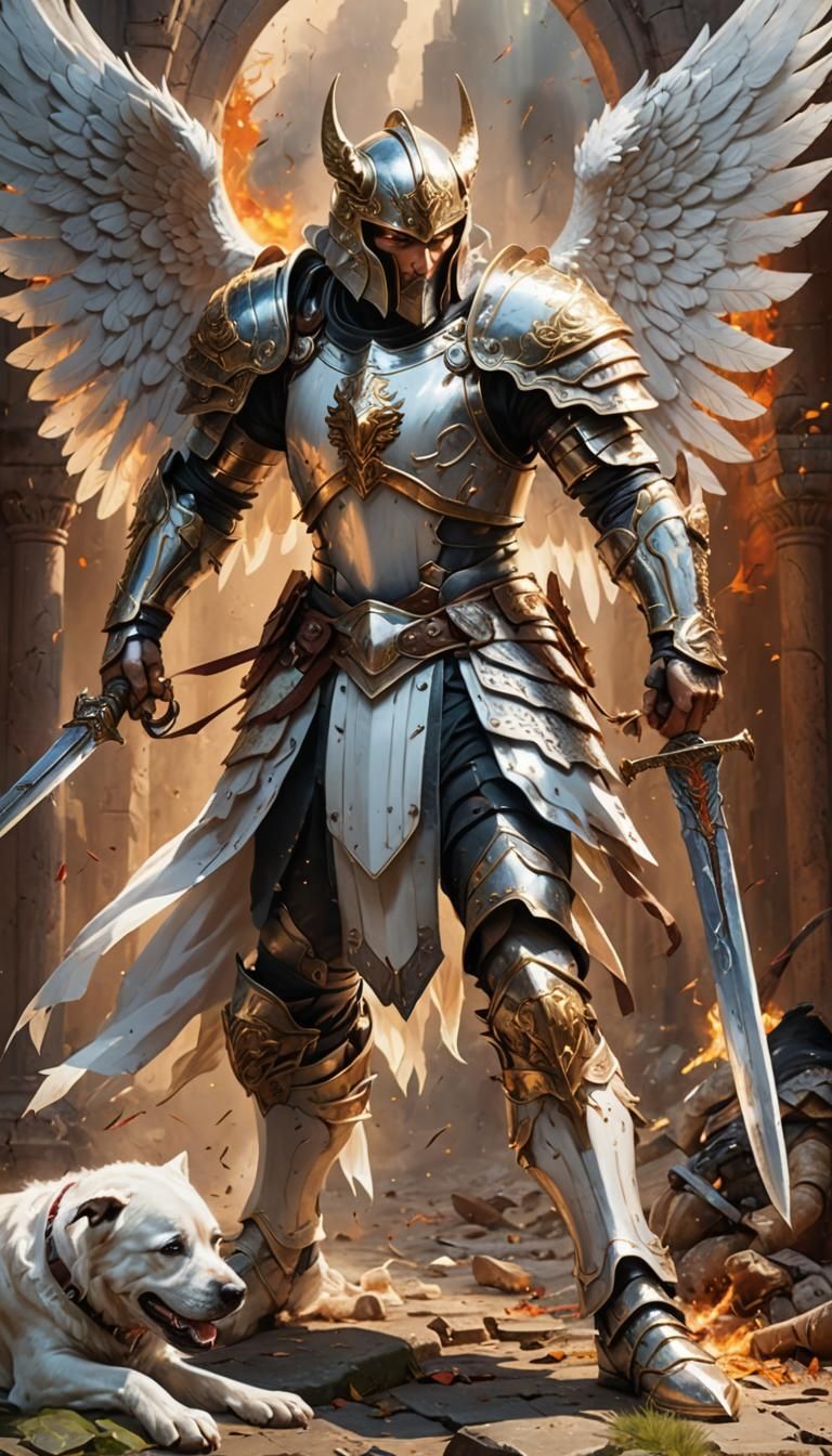 Winged Warrior Ready to Fight Hell Dog