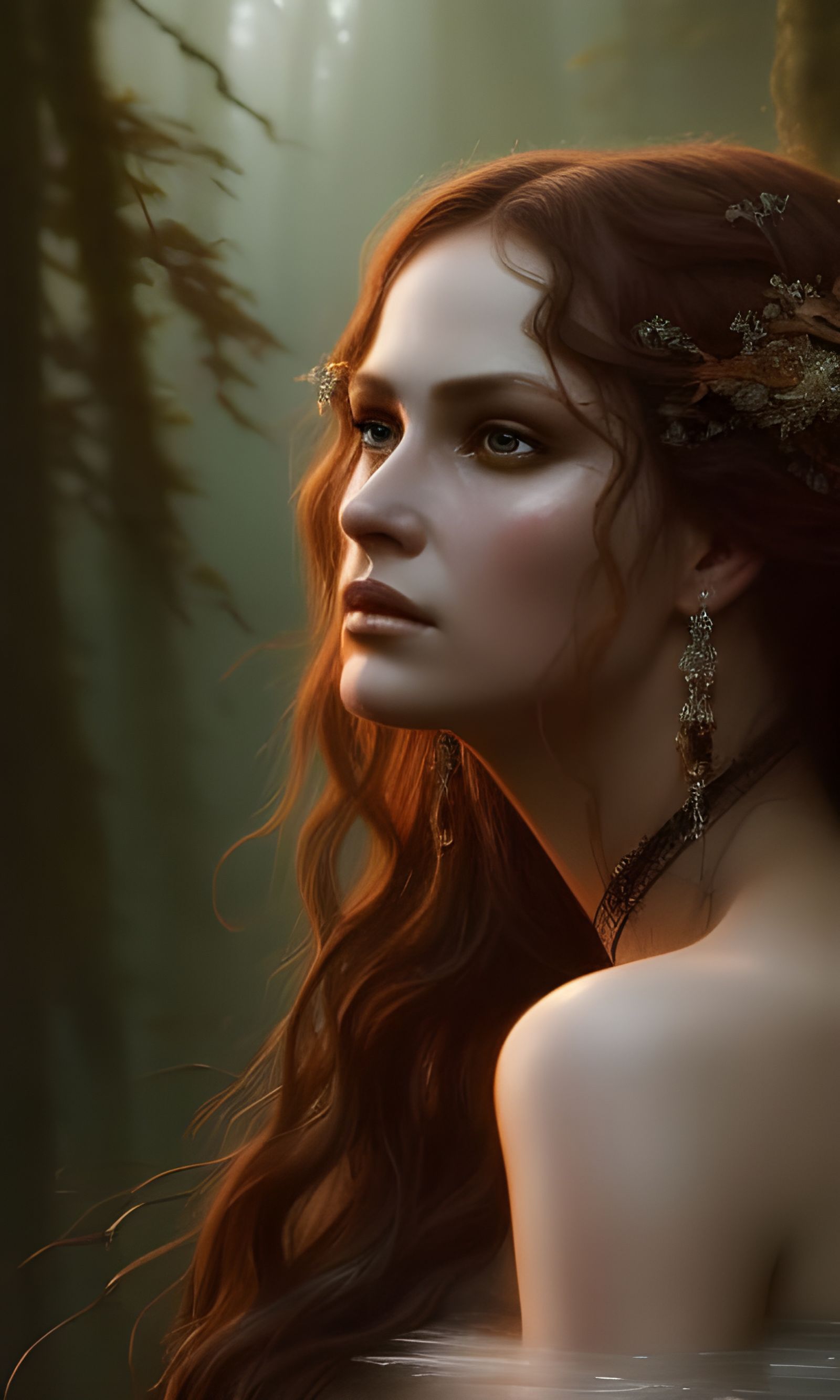 River Goddess Portrait with Dramatic Lighting