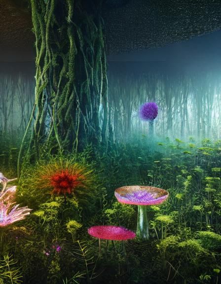 Woman in Mycelium Network with Forest Exposure