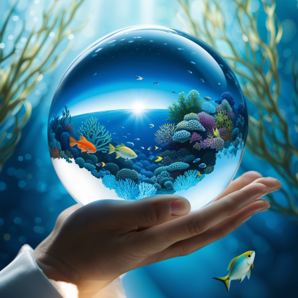 Aquatic World Mirrored in Crystal Ball