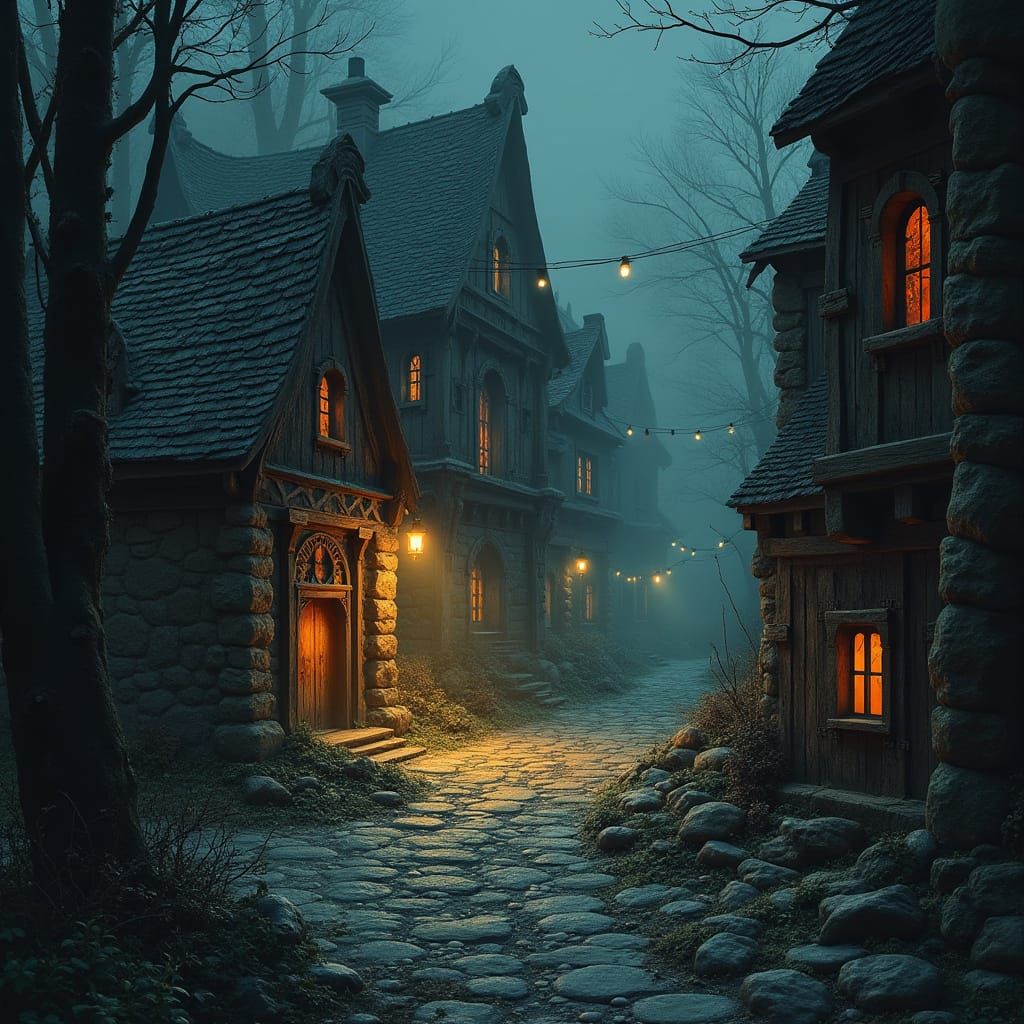 Gothic Horror Board Game Tiles with Miniatures in Dark Fanta...