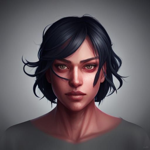 Detailed Yandere Portrait in Art Nouveau Style