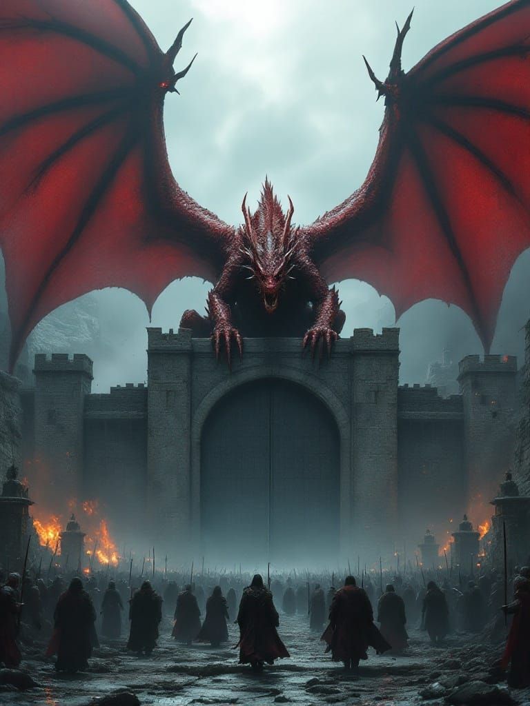 Dragon Defends City Gates in Epic Cinematic Scene