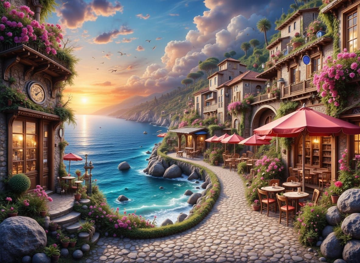 A Mediterranean coastal scene