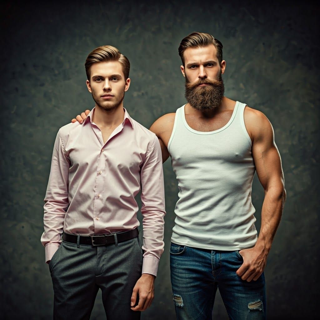 Confident Alpha Male Comforts Submissive Partner in Moody Se...