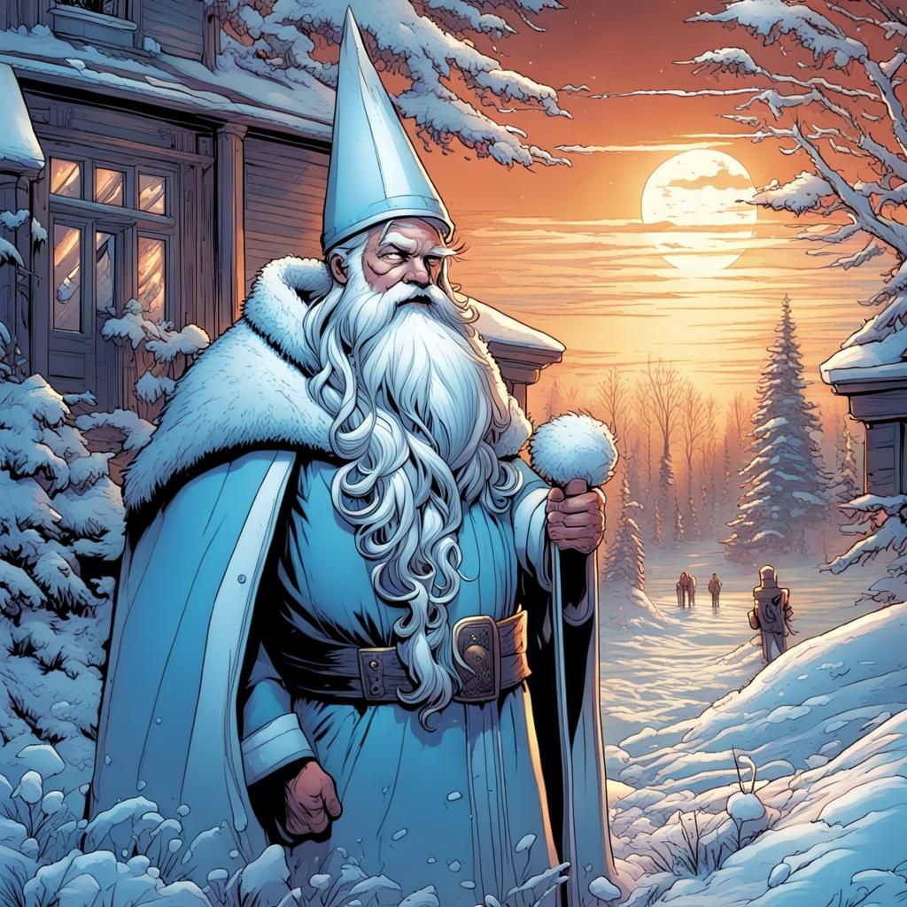 Father Frost and Summer Comic Book Art