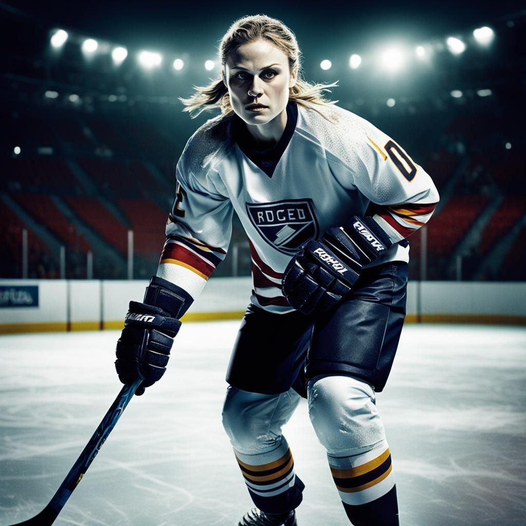 Intense Hockey Player in Golden Cinematic Light