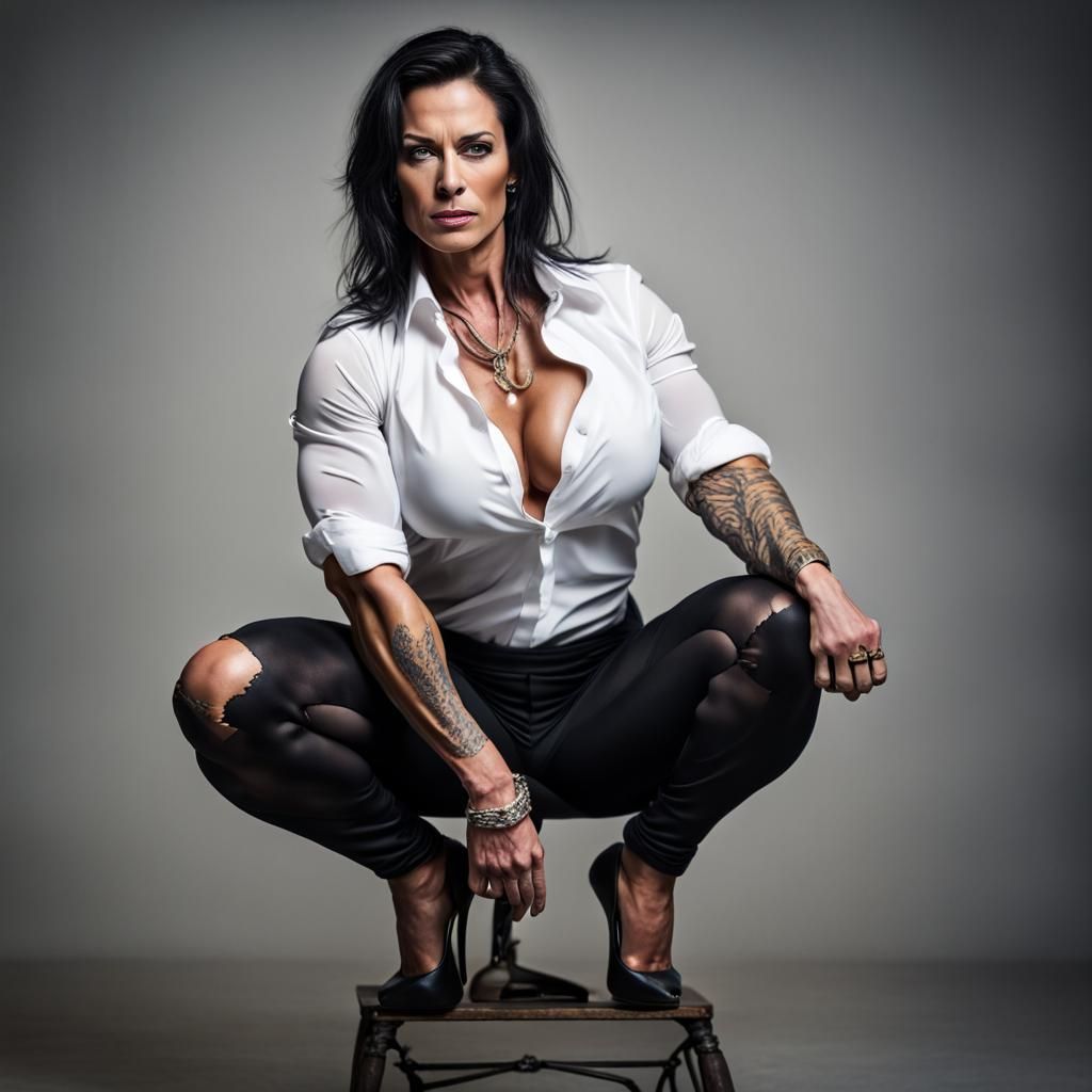 Ripped Female Bodybuilder in Suit, Professional Photography
