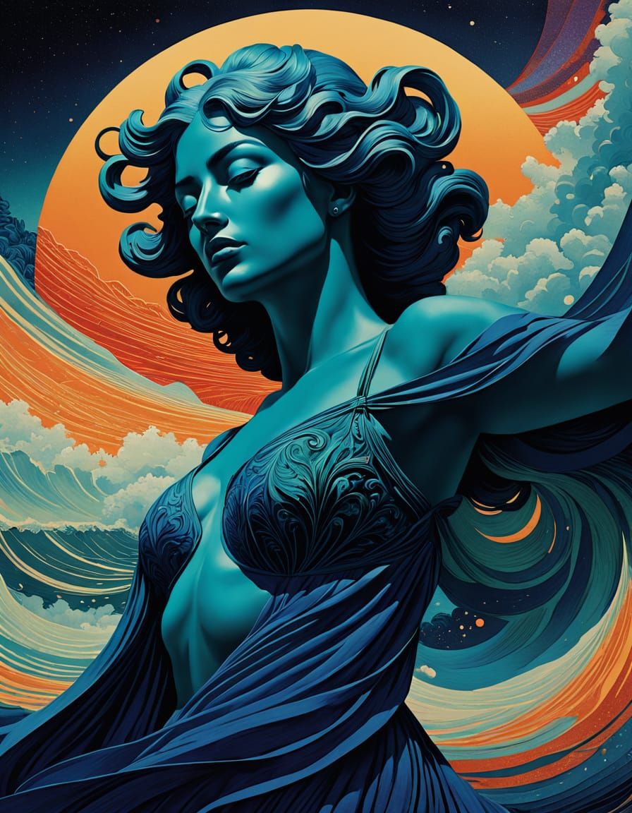 Ethereal being embracing infinity