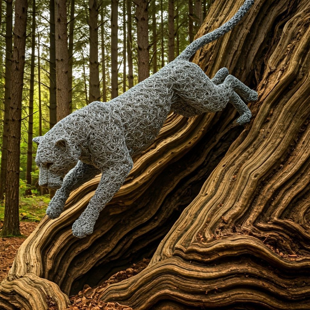 Leopard Wire Sculpture Inspired by Modern Masters